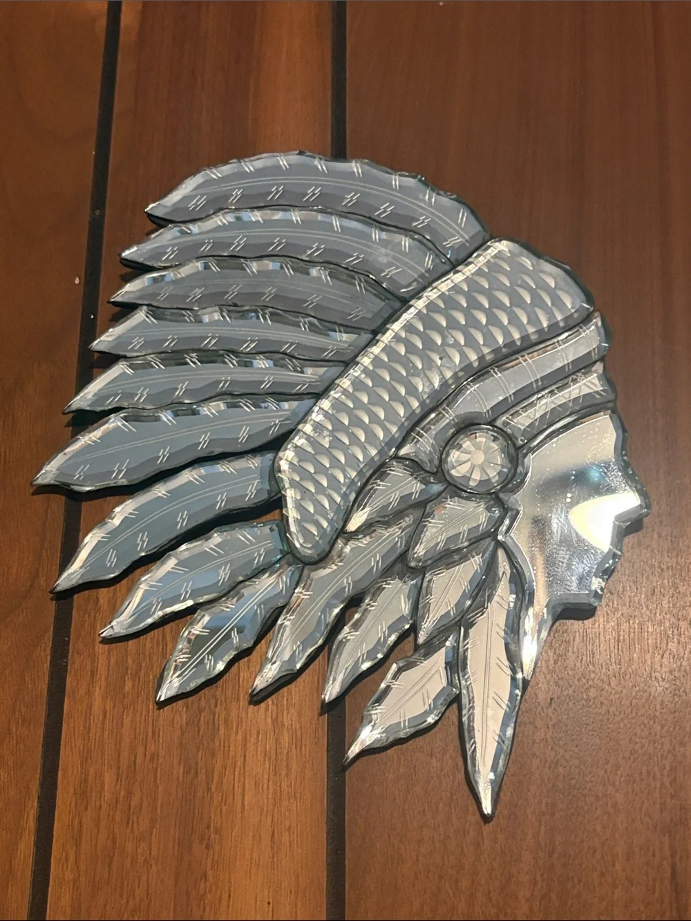 Mirror Wall Art - Tribal Native Etched Pieced Mirror Art